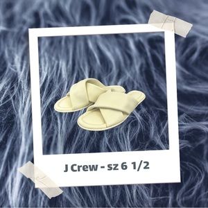 J Crew Ivory Criss-Cross Leather Slides - NEW, Size 6